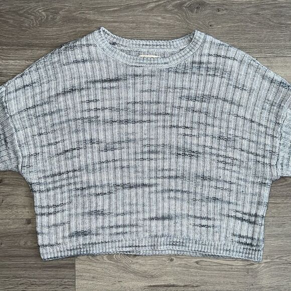 LUCKY BRAND Ribbed Knit Sweater Womens Large Multi Gray Striped Western Boho - Picture 3 of 9